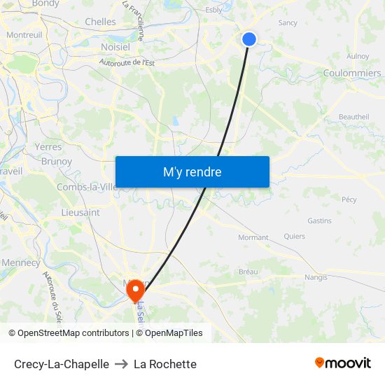 Crecy-La-Chapelle to La Rochette map