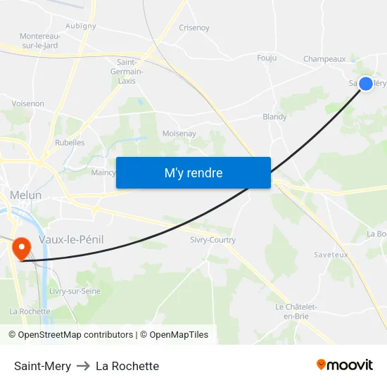 Saint-Mery to La Rochette map