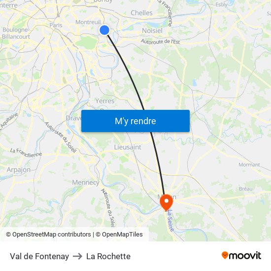 Val de Fontenay to La Rochette map