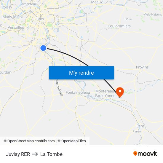 Juvisy RER to La Tombe map