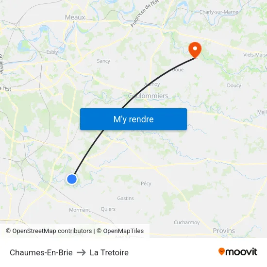 Chaumes-En-Brie to La Tretoire map