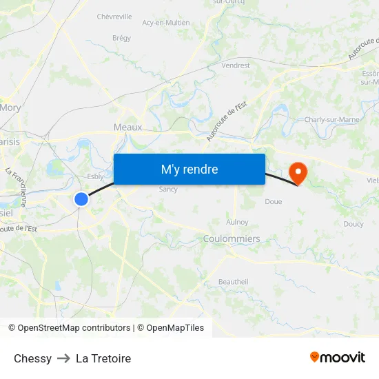 Chessy to La Tretoire map