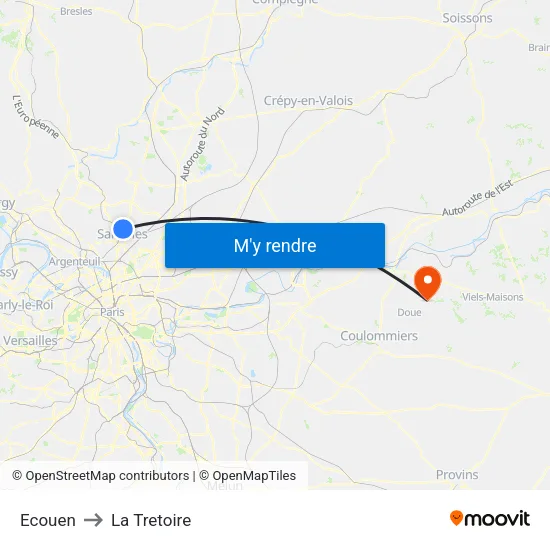 Ecouen to La Tretoire map