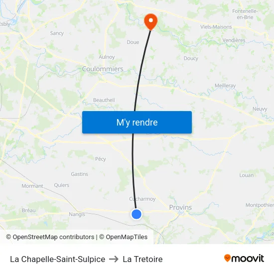 La Chapelle-Saint-Sulpice to La Tretoire map