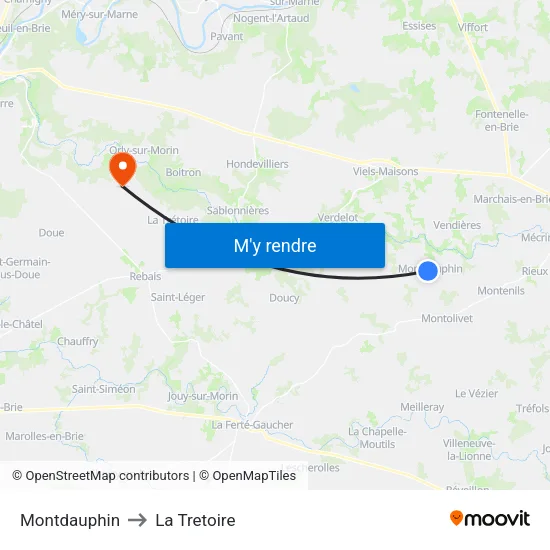 Montdauphin to La Tretoire map