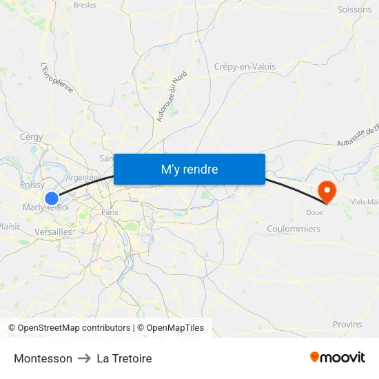 Montesson to La Tretoire map