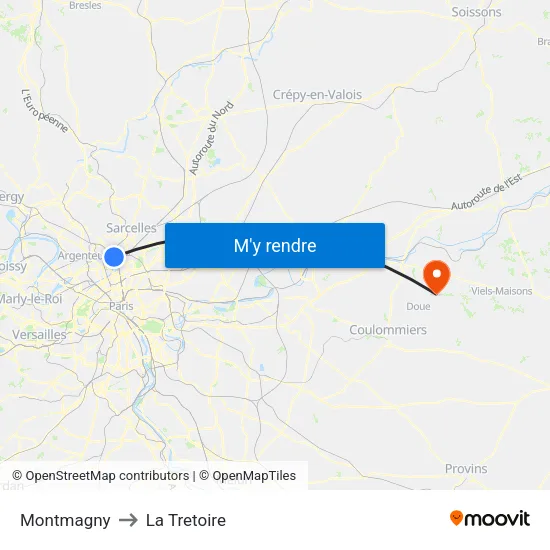 Montmagny to La Tretoire map