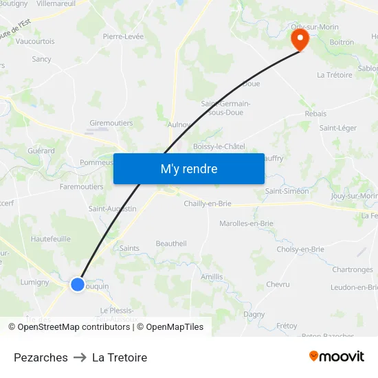 Pezarches to La Tretoire map