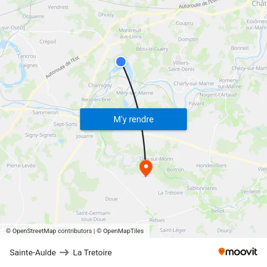 Sainte-Aulde to La Tretoire map