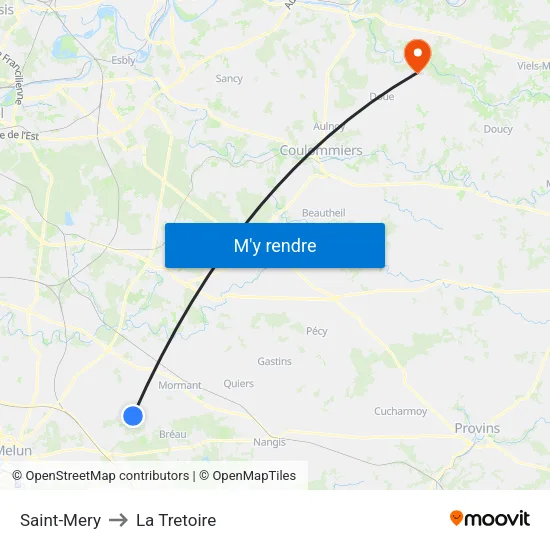 Saint-Mery to La Tretoire map