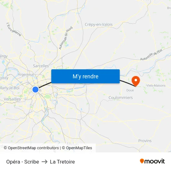 Opéra - Scribe to La Tretoire map
