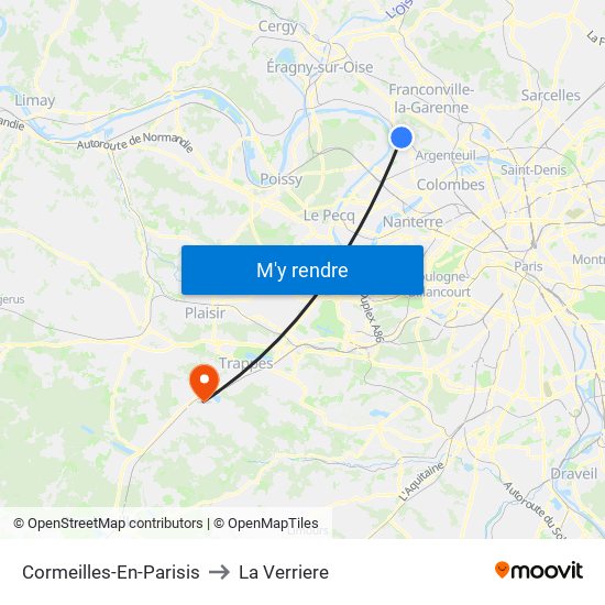 Cormeilles-En-Parisis to La Verriere map