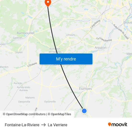 Fontaine-La-Riviere to La Verriere map