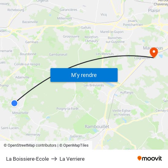 La Boissiere-Ecole to La Verriere map
