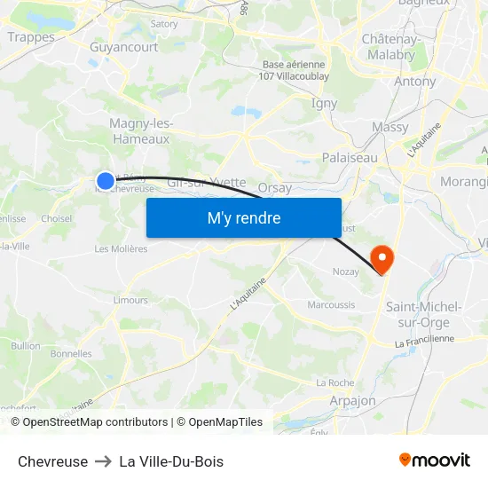 Chevreuse to La Ville-Du-Bois map