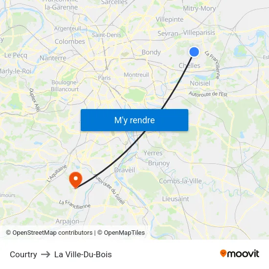 Courtry to La Ville-Du-Bois map