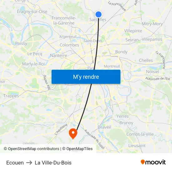 Ecouen to La Ville-Du-Bois map