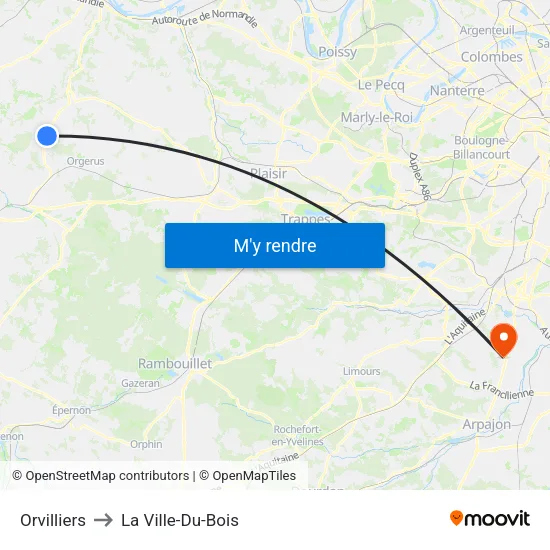 Orvilliers to La Ville-Du-Bois map