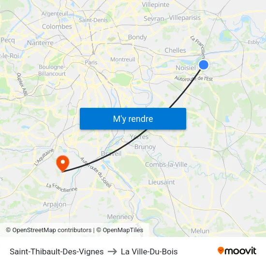Saint-Thibault-Des-Vignes to La Ville-Du-Bois map