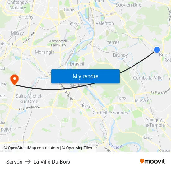 Servon to La Ville-Du-Bois map