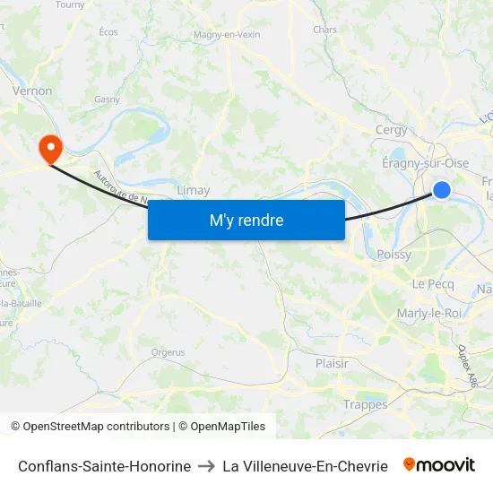 Conflans-Sainte-Honorine to La Villeneuve-En-Chevrie map