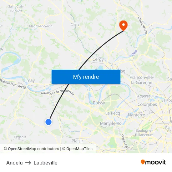 Andelu to Labbeville map