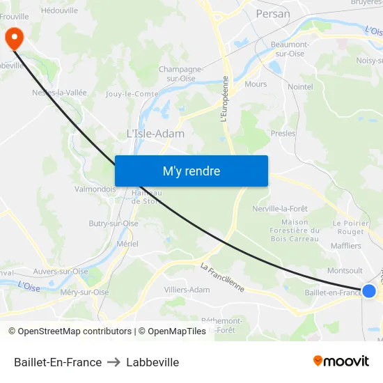 Baillet-En-France to Labbeville map