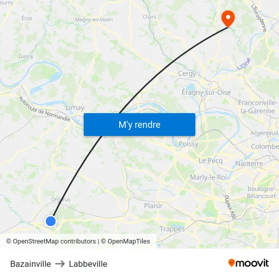Bazainville to Labbeville map