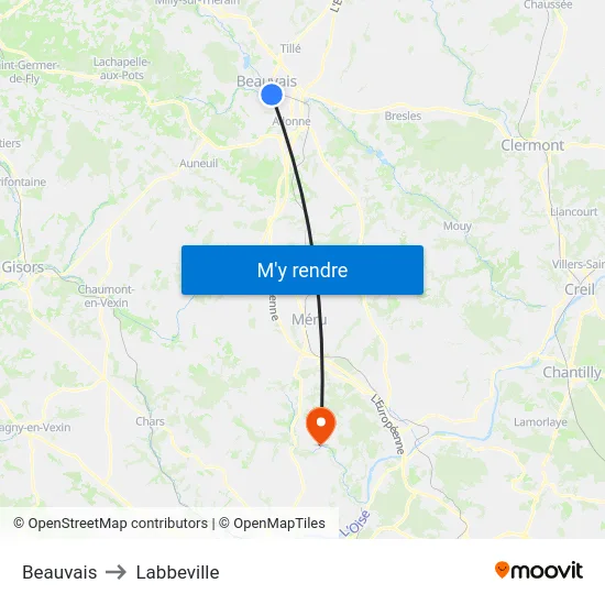 Beauvais to Labbeville map