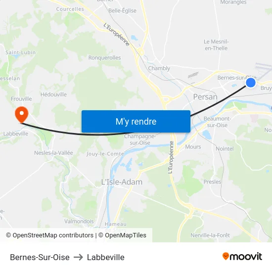 Bernes-Sur-Oise to Labbeville map