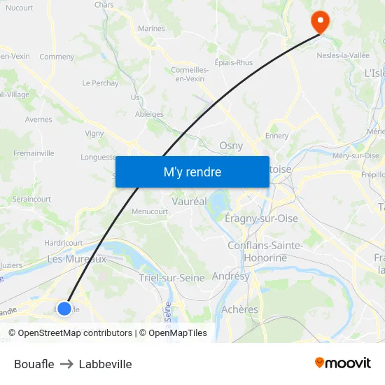 Bouafle to Labbeville map