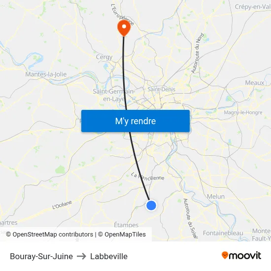 Bouray-Sur-Juine to Labbeville map