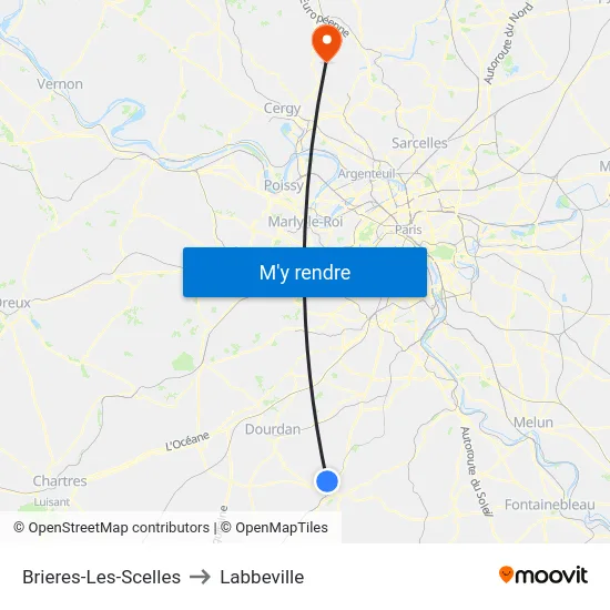 Brieres-Les-Scelles to Labbeville map