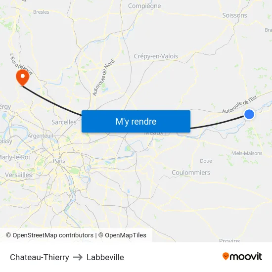 Chateau-Thierry to Labbeville map