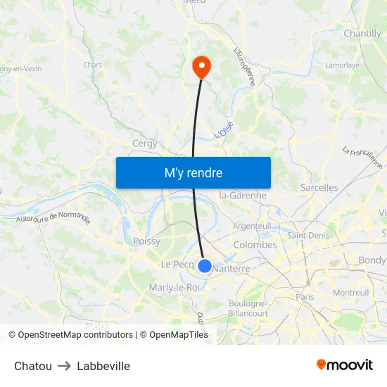 Chatou to Labbeville map