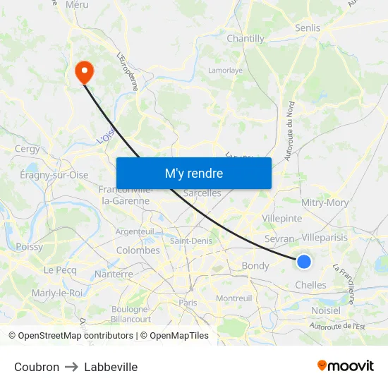 Coubron to Labbeville map