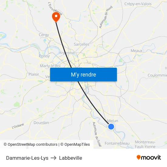 Dammarie-Les-Lys to Labbeville map