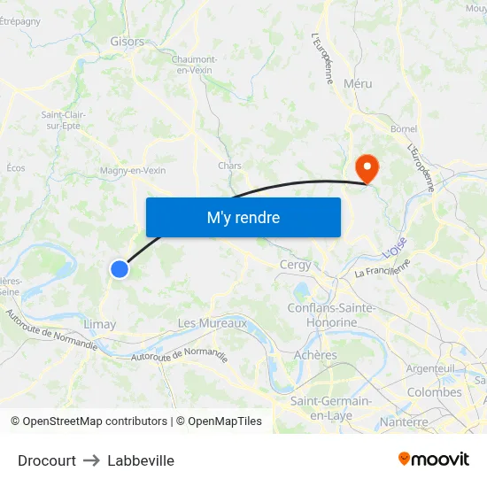 Drocourt to Labbeville map