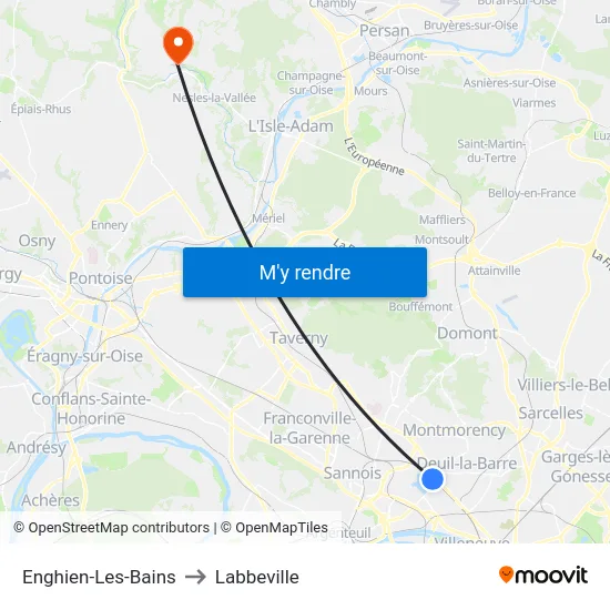 Enghien-Les-Bains to Labbeville map