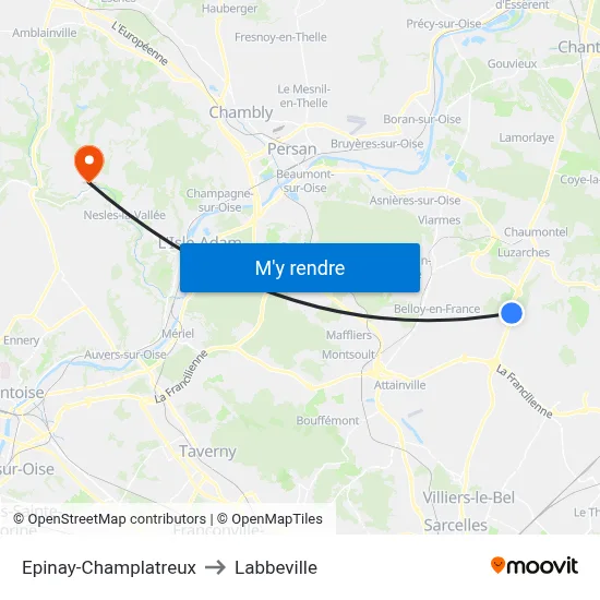 Epinay-Champlatreux to Labbeville map