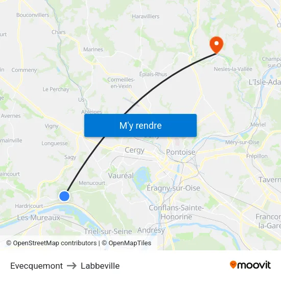 Evecquemont to Labbeville map