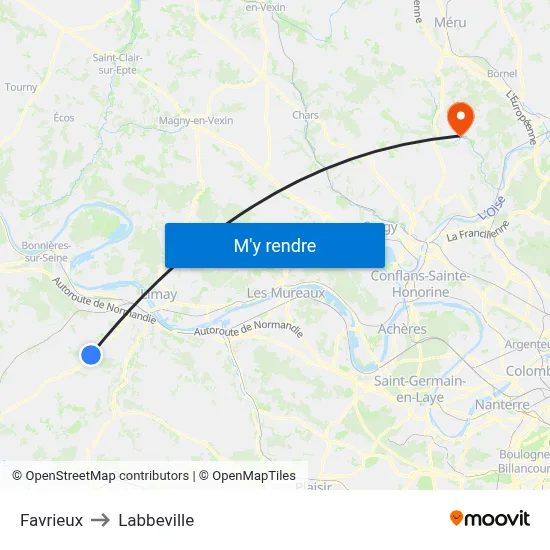 Favrieux to Labbeville map