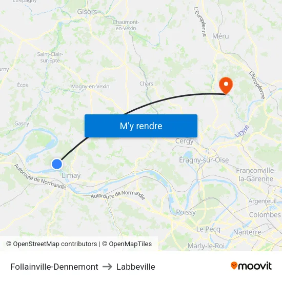 Follainville-Dennemont to Labbeville map