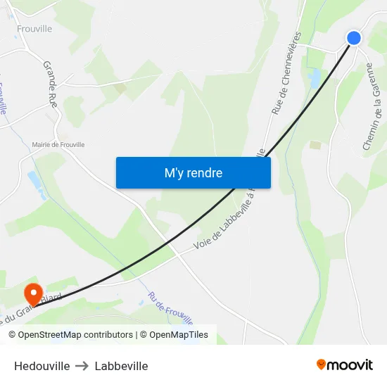 Hedouville to Labbeville map