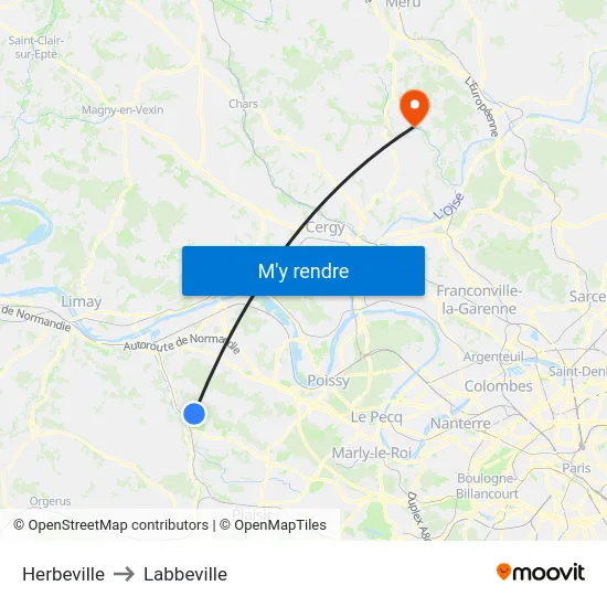 Herbeville to Labbeville map