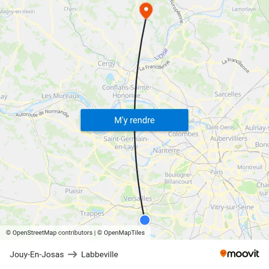 Jouy-En-Josas to Labbeville map
