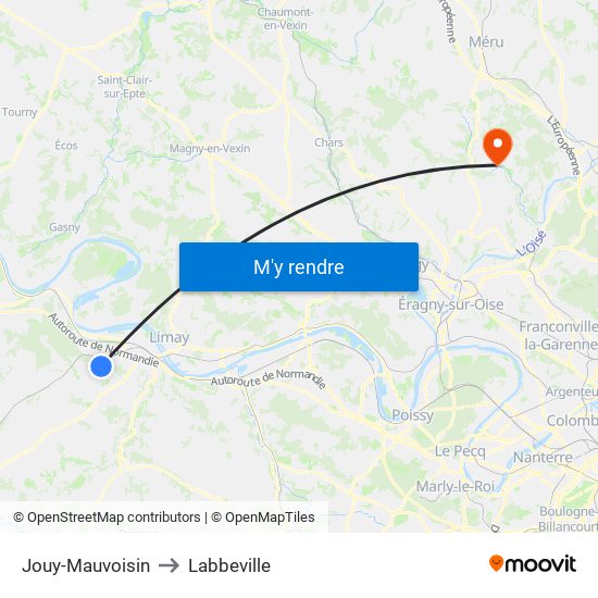 Jouy-Mauvoisin to Labbeville map