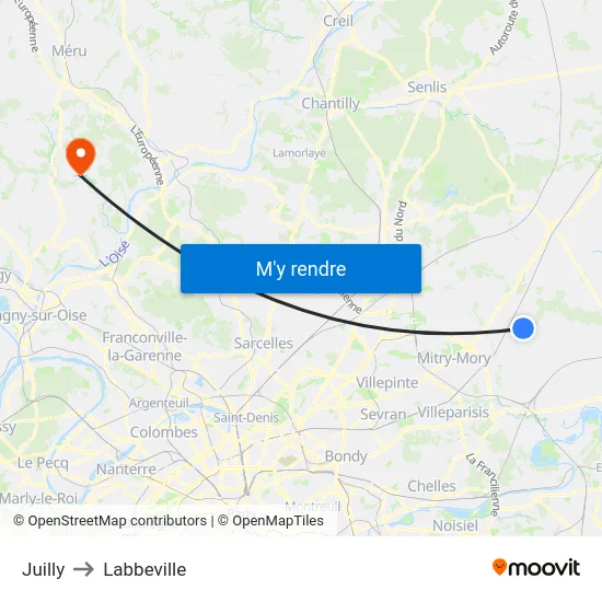 Juilly to Labbeville map