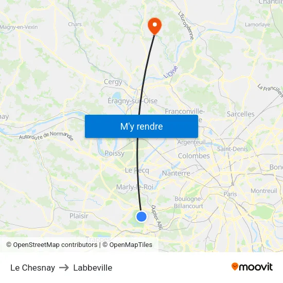 Le Chesnay to Labbeville map