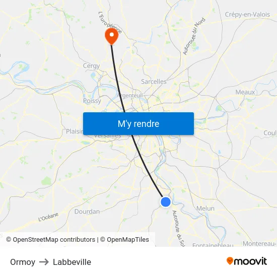 Ormoy to Labbeville map